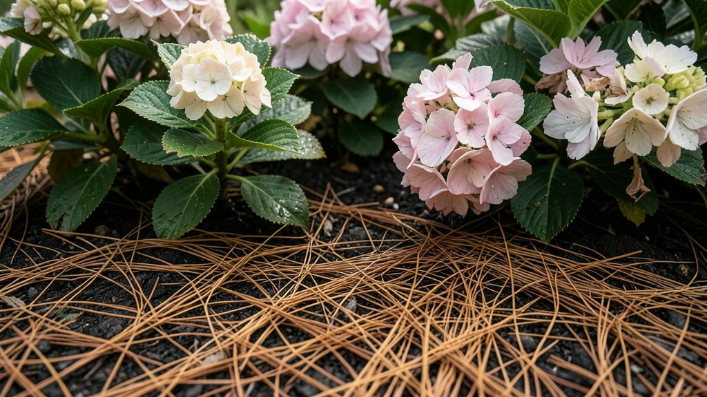 Pine Needle Mulch for Acid-Loving Blooms